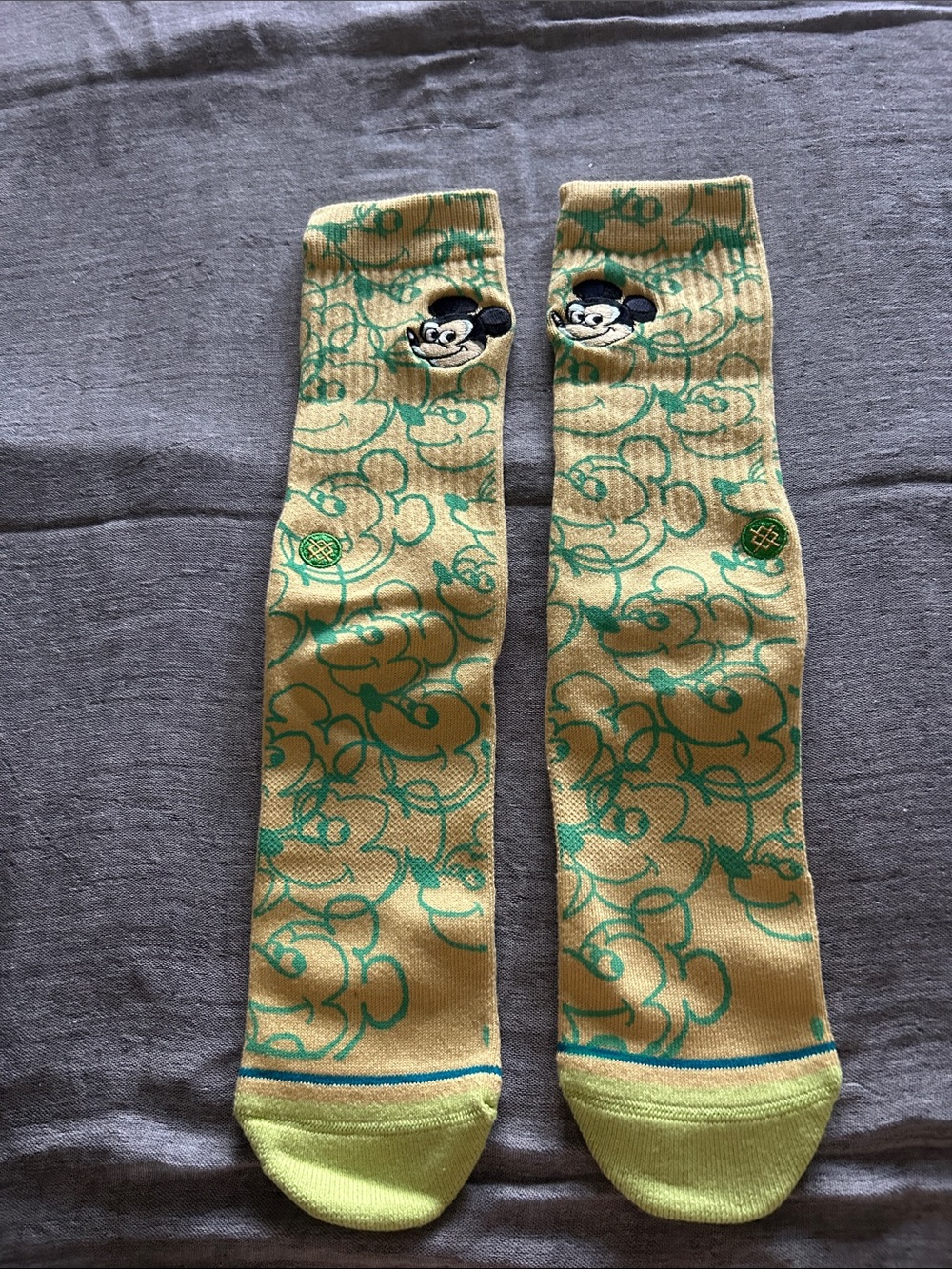 Stance Yellow & Green Mickey Mouse Pattern Crew Socks - Picture 2 of 3